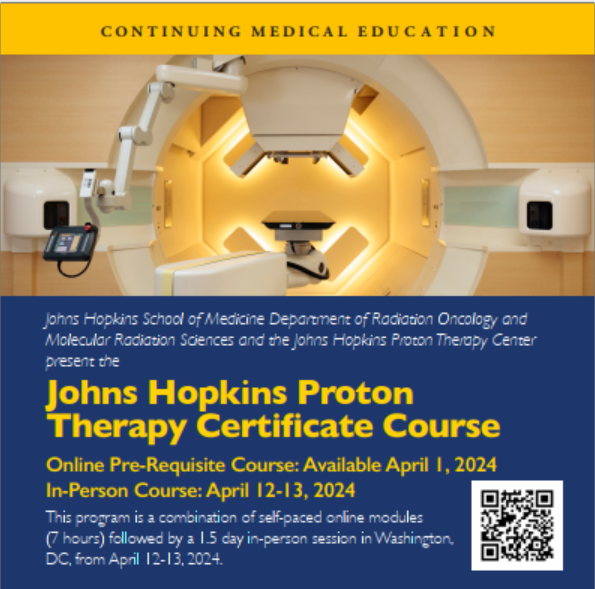 Johns Hopkins Proton Therapy Certificate Course Banner